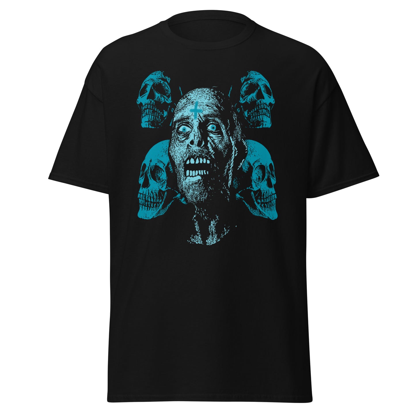 Punk Rock & Skulls feo, diseño de Halloween Camiseta de algodón pesado de estilo suave