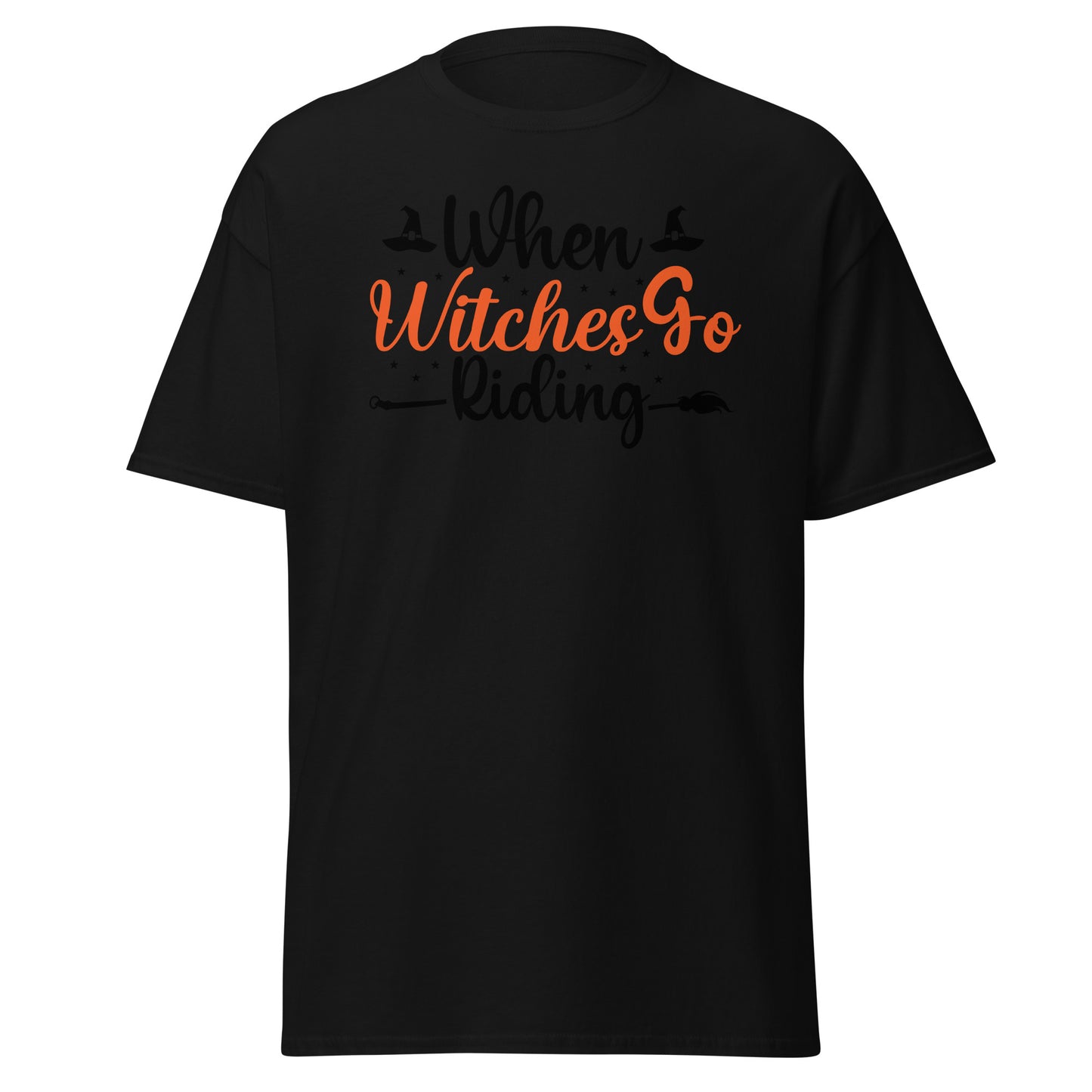 Cuando las brujas van a montar, camiseta de algodón pesado de estilo suave con diseño de Halloween