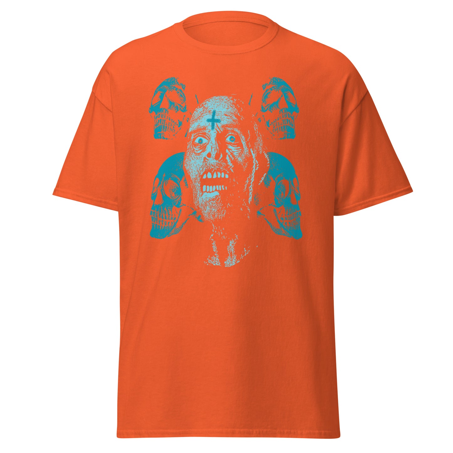 Punk Rock & Skulls feo, diseño de Halloween Camiseta de algodón pesado de estilo suave