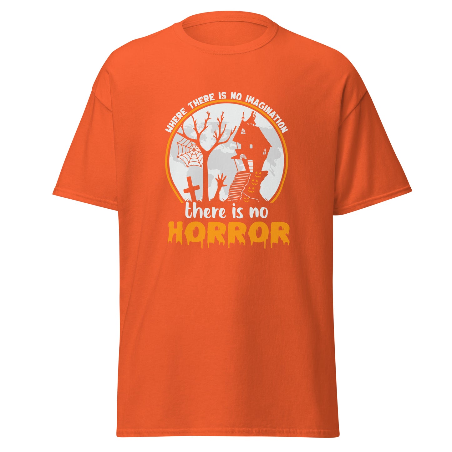 Donde no hay imaginación, no hay horror, diseño de Halloween Camiseta de algodón pesado de estilo suave