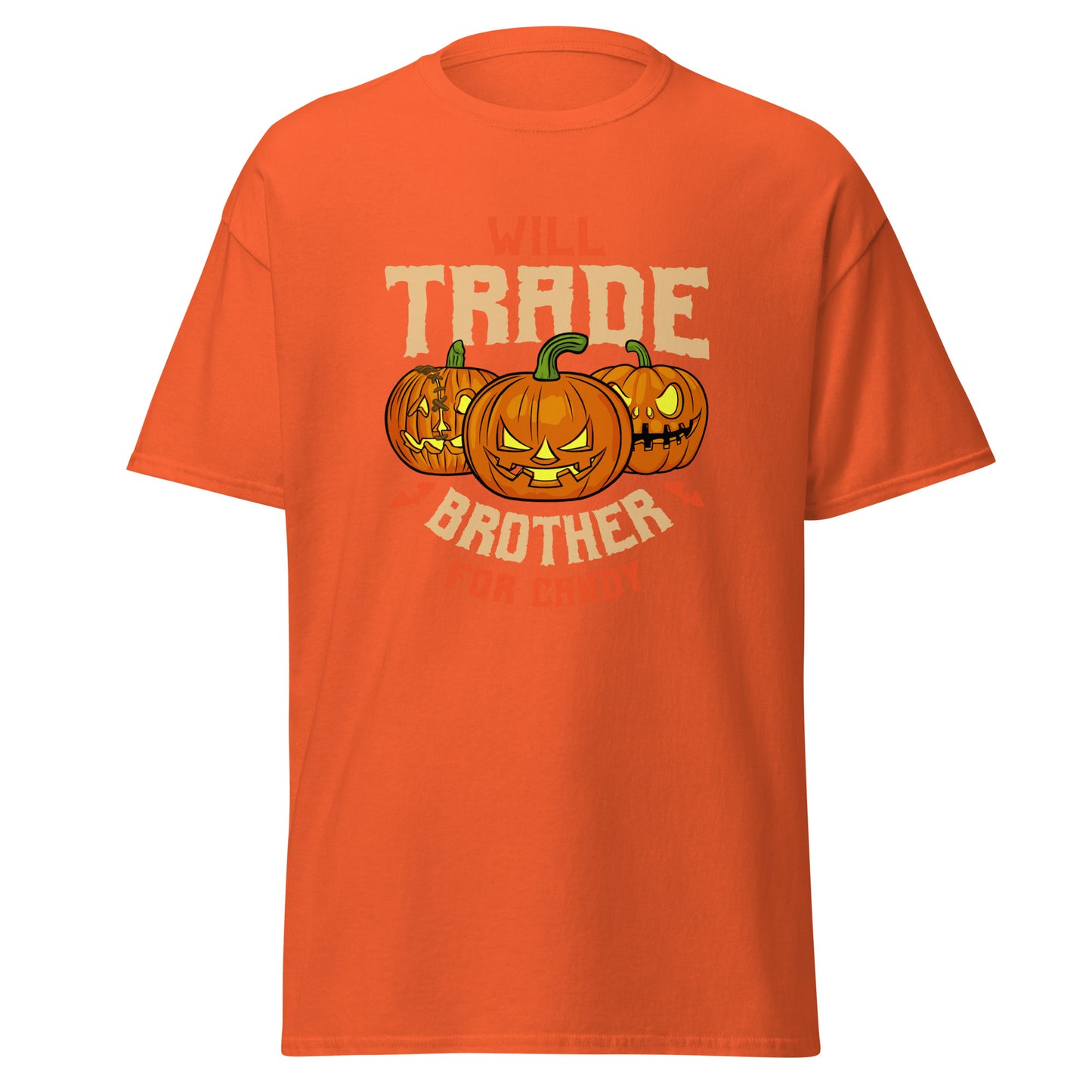 Will Trade Brother For Candy, camiseta de algodón pesado de estilo suave con diseño de Halloween