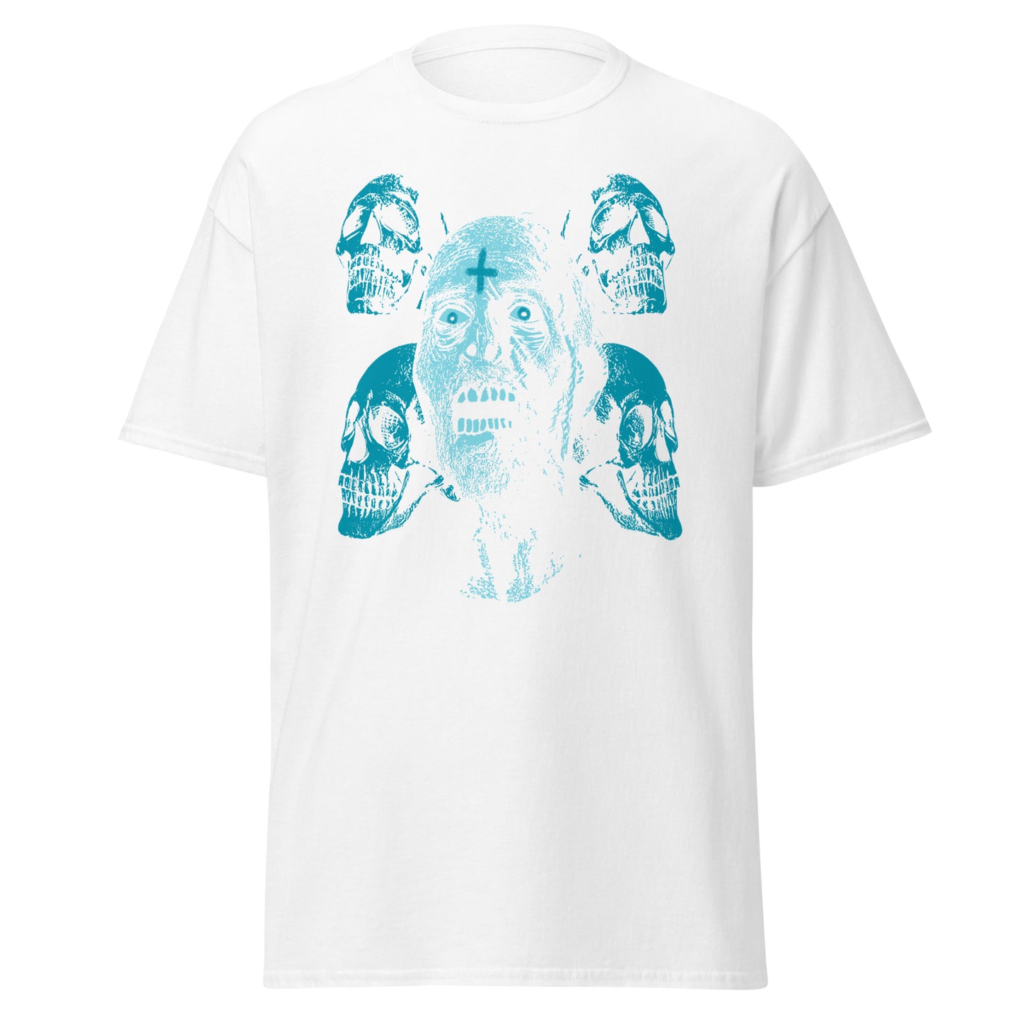 Punk Rock & Skulls feo, diseño de Halloween Camiseta de algodón pesado de estilo suave