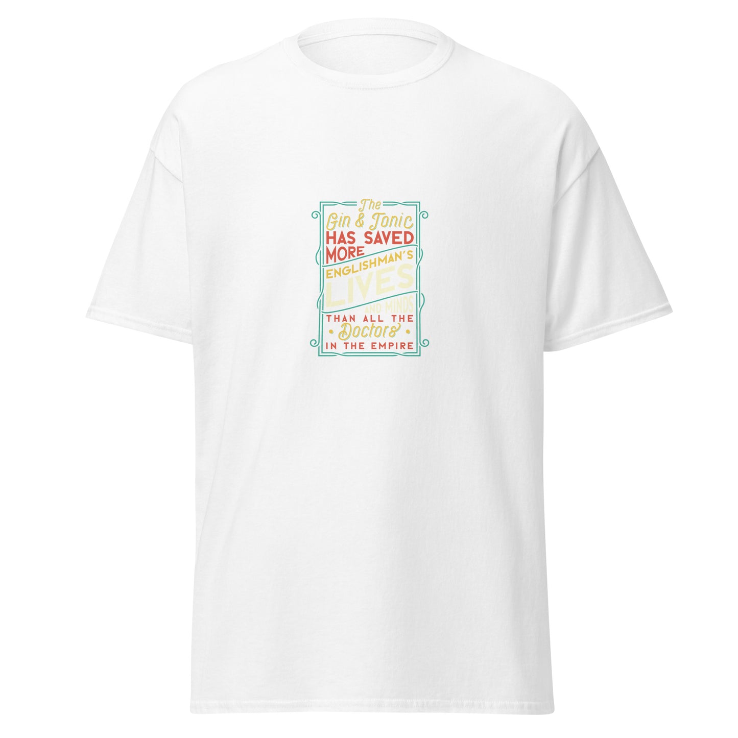 El Gin & Tonic ha salvado más vidas y mentes de ingleses que todos los médicos, camiseta de algodón pesado de estilo suave con diseño de Halloween