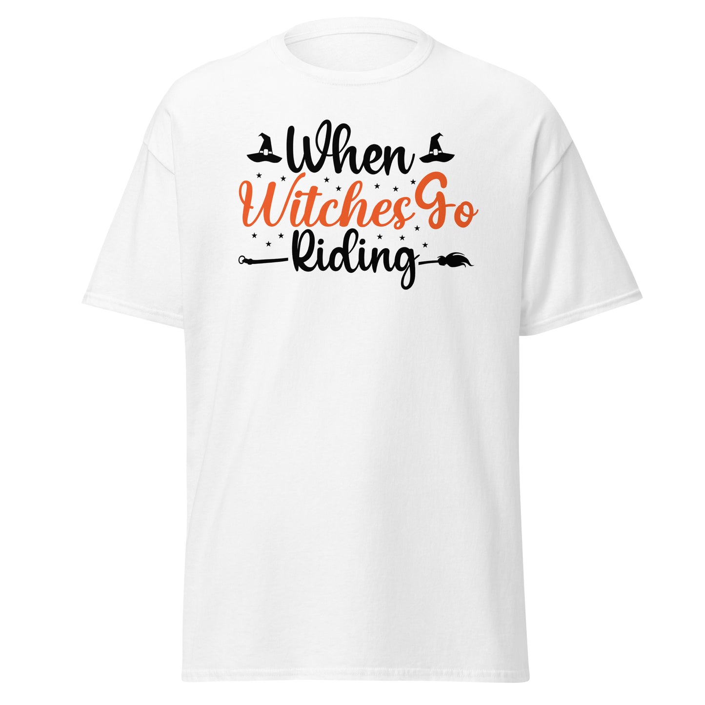 Cuando las brujas van a montar, camiseta de algodón pesado de estilo suave con diseño de Halloween