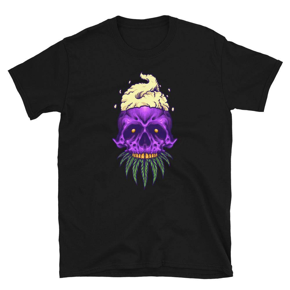 Skull & Weed Smoke, camiseta de estilo suave unisex con forma de hoja de cannabis