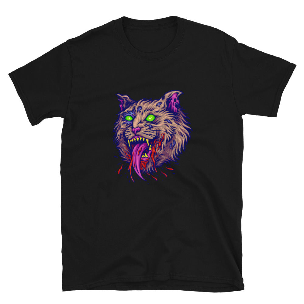 Camiseta de estilo suave unisex con cara de gato aterrador