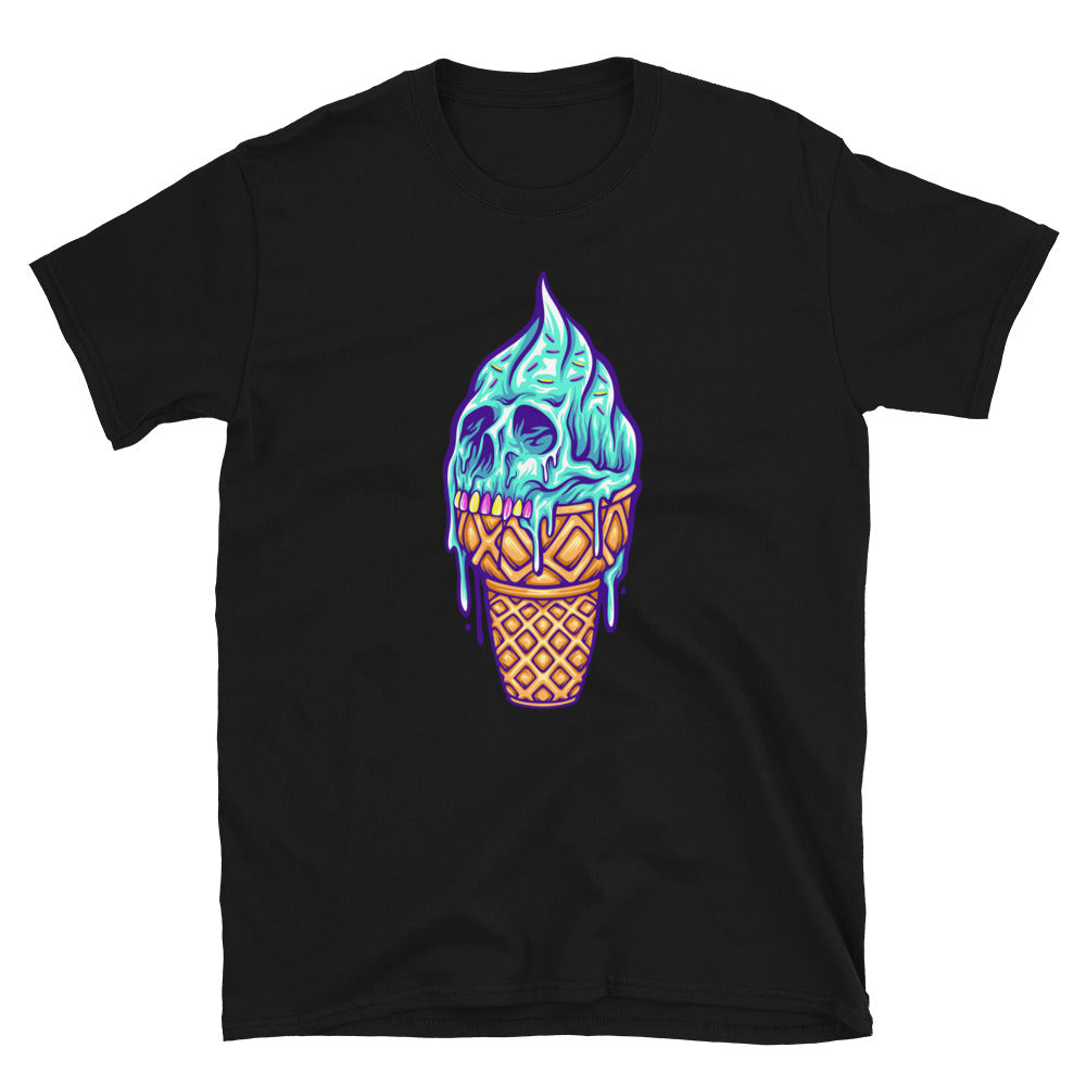 Camiseta unisex Softstyle con cono de helado de calavera aterradora