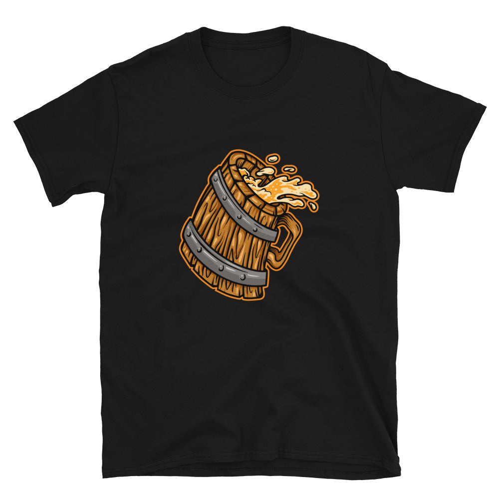 Camiseta unisex Softstyle con diseño de cerveza de cristal vintage de madera