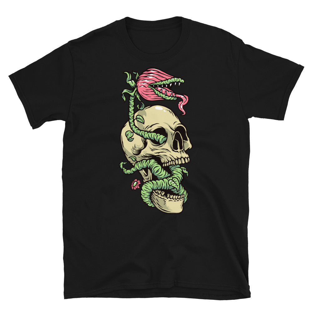 Cráneo y planta monstruo Fit Unisex Softstyle camiseta