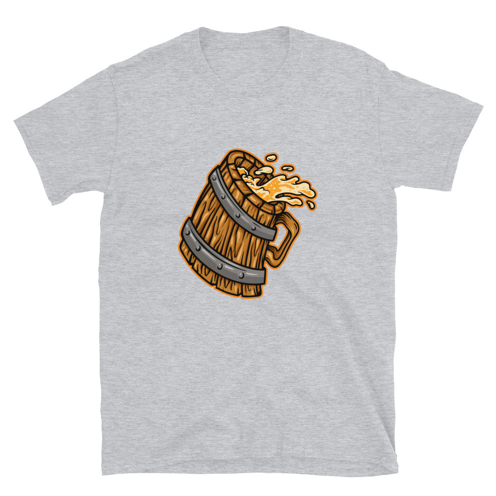 Camiseta unisex Softstyle con diseño de cerveza de cristal vintage de madera