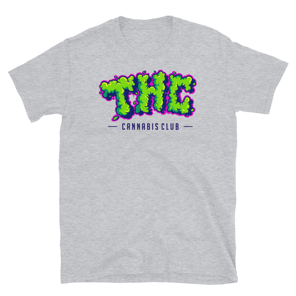 Letras palabras efecto humo THC Fit camiseta unisex Softstyle