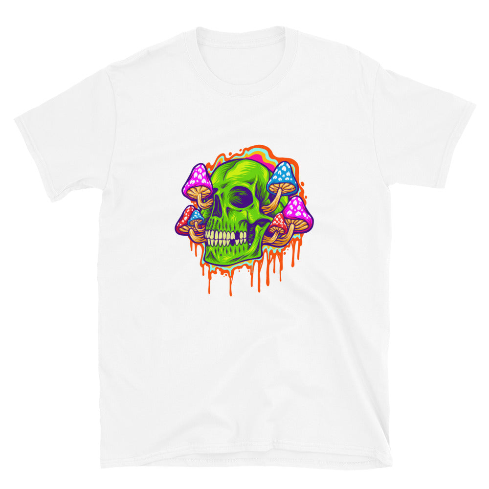 Cráneo de cabeza psicodélica con setas Fit Camiseta unisex Softstyle