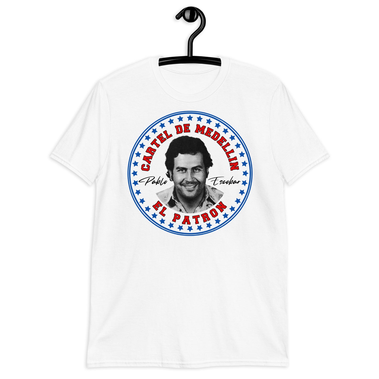 Pablo Escobar El Patrón , Cartel de Medellín Camiseta Gráfica Camiseta Unisex de Manga Corta Blanco & Gris Deportivo