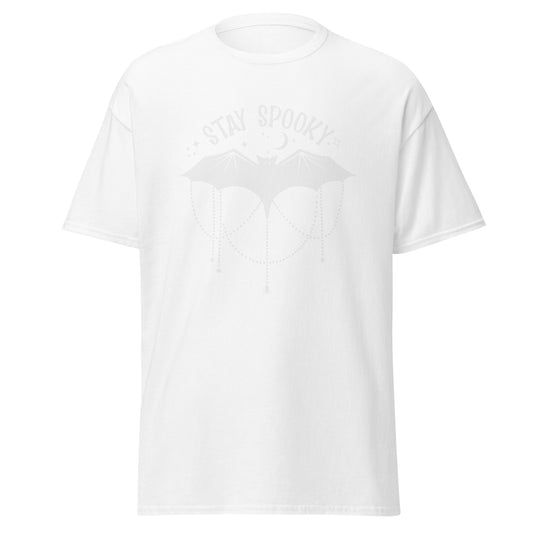 Stay Spooky Bat Moon, camiseta de algodón pesado de estilo suave con diseño de Halloween