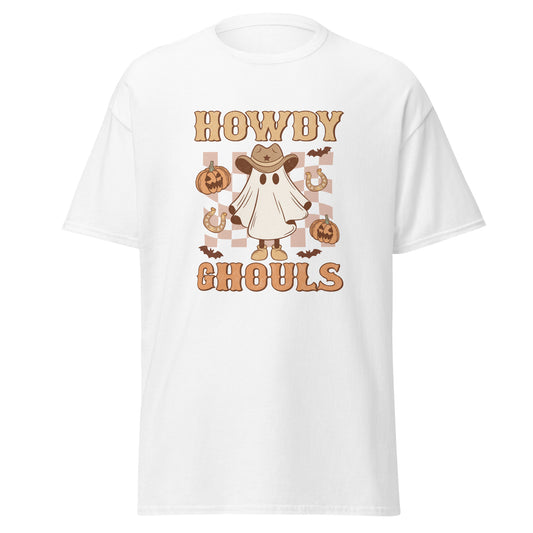 Texas Ghost Halloween, Howdy Ghouls, camiseta de algodón pesado de estilo suave con diseño de Halloween