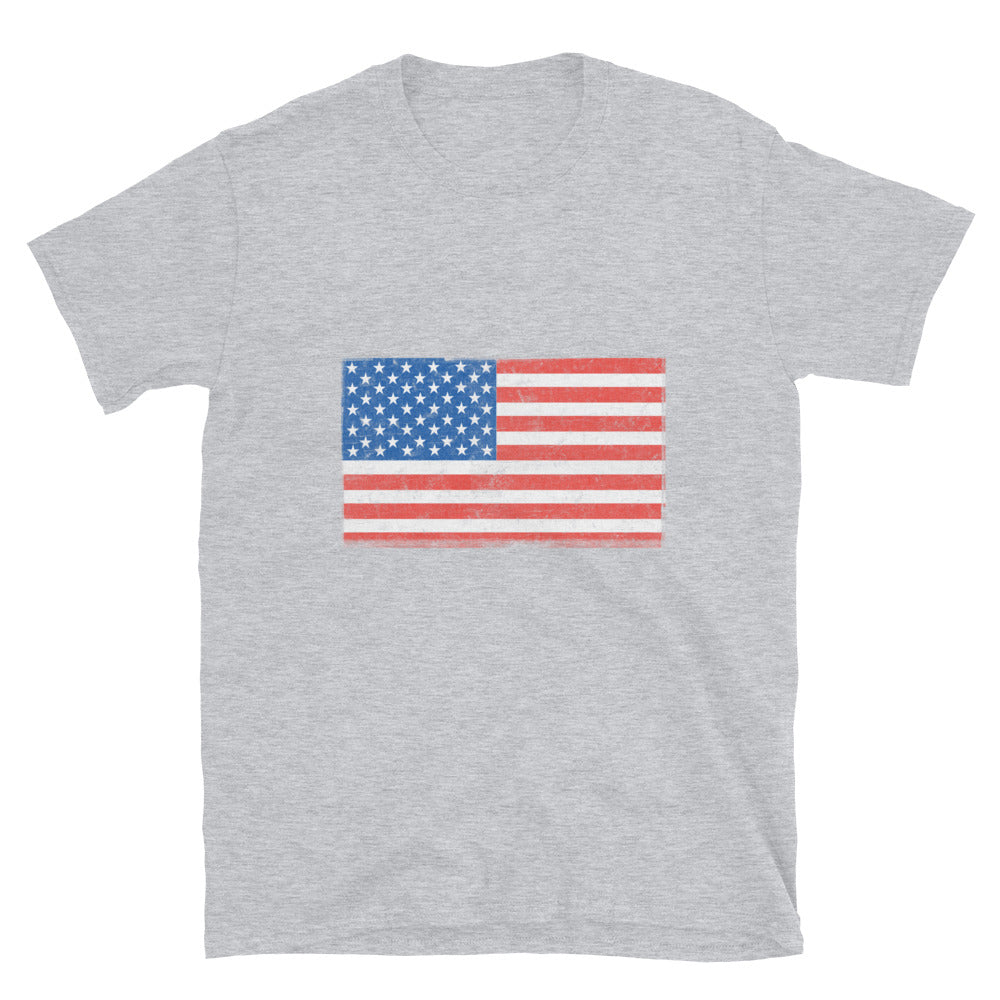 Camiseta Softstyle unisex con ajuste desgastado y bandera de EE. UU.