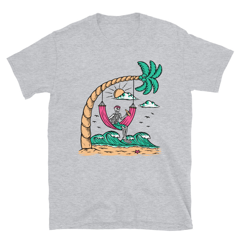 Skull Chilling on the Beach Fit Unisex Softstyle T-Shirt