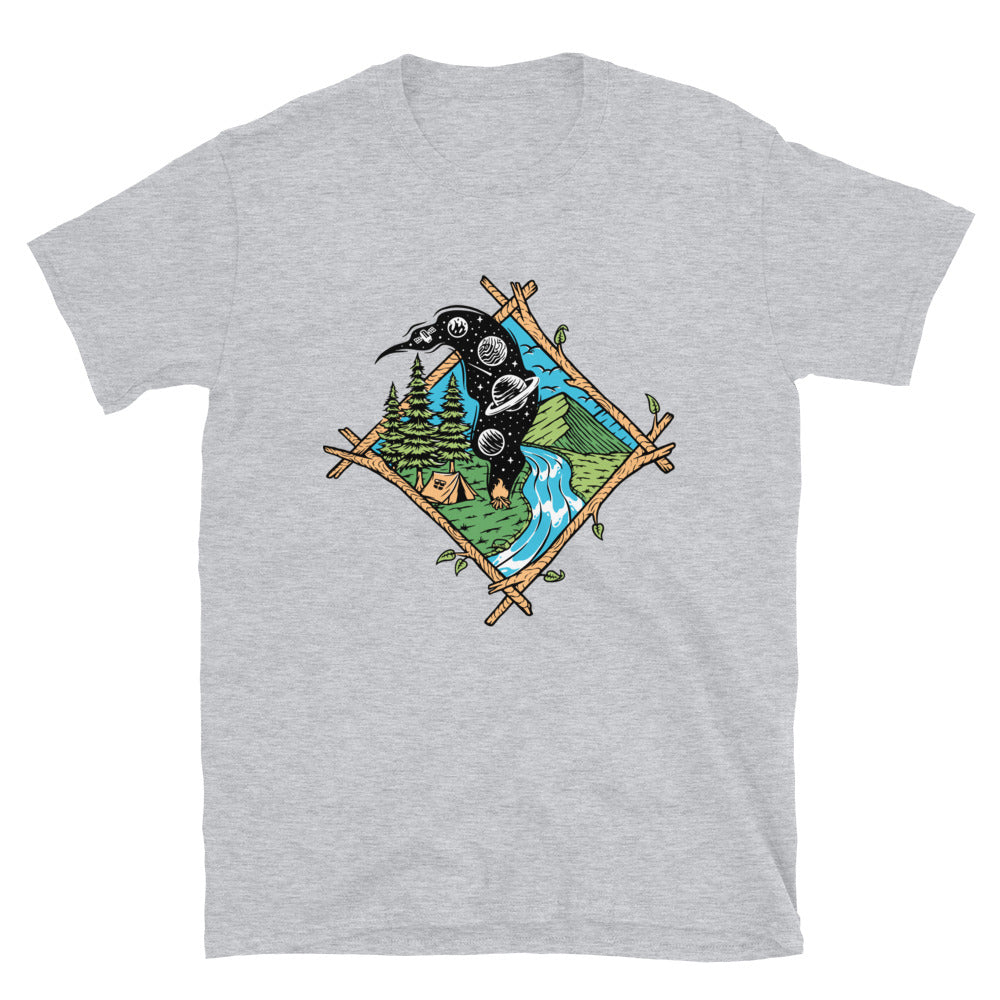 El universo en la fogata Fit Unisex Softstyle camiseta