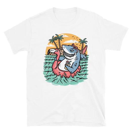 el tiburón se está relajando en la playa Fit Unisex Softstyle Camiseta